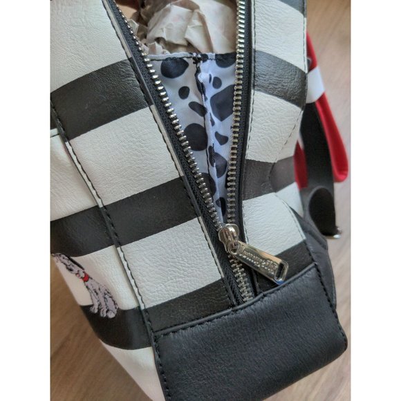 Loungefly Disney 101 Dalmatians Dog Striped Mini Backpack Black White Red - Picture 11 of 11
